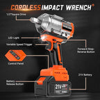 1600Nm(1200Ft-lbs) High Torque Cordless Impact Wrenches 1/2" Brushless Impact Gun Wrench with 2 x 4.0Ah 21V Batteries, 6 Sockets, Extension Bar, Variable Speeds for Home/Car/Truck/RV/Mower