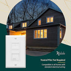 TOPGREENER Kalide Combo Light Switch with 3-Speed Fan Control, Light and Fan Combination Switch, Single Pole, 2.5A, 720W, Neutral Wire Not Required,Wall Plate Included, TGSFS3-W, White, 2 Pack