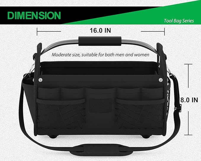 Tool Tote Bag 16 Inch, Carrying Tool Bag, Portable Empty Electrician, Gardening Tool Box Organizer, Convenient Storage and Access Tools, Steel Handle, Waterproof Structure
