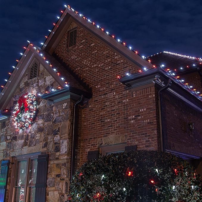 Wintergreen Lighting 25 Pack OptiCore LED Red C9 Christmas Light Bulbs - Shatterproof Valentine Lights E17 Base, Heavy Duty Polycarbonate LED Replacement Bulbs (Faceted)