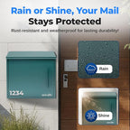 SereneLife Outdoor Wall Mailbox | 0.46 Cubic FT Locking Mailbox | Easy Installation, Secure Lock Mechanism | Ideal for Residential or Commercial Use | Wall Mountable 13.77" x 4.52" x 12.99 | Green