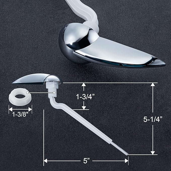 Enhon 1 Pack Universal Toilet Flush Handle Replacement Kit, Compatible with American Standard 738995-0020A Champion4 Toilet Handle Parts Left Hand Trip Lever, White Flusher Handles Repair Kit