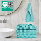 POLYTE Microfiber Lint Free Washcloth Face Towel, 13 x 13 in, 4 Pack (Waffle Weave)