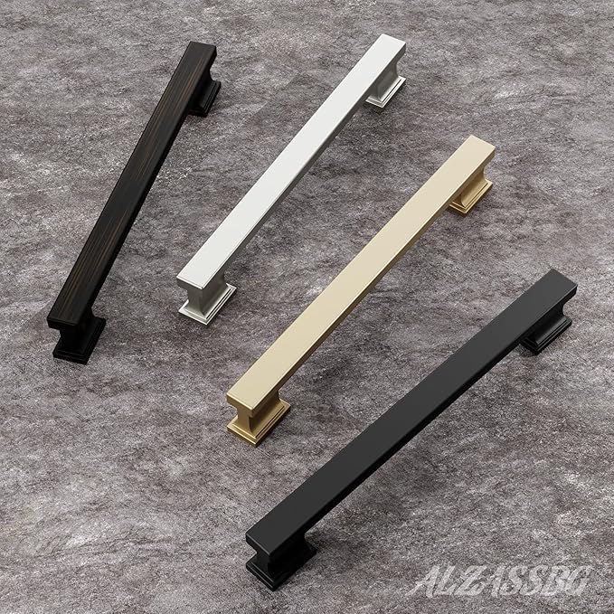 Alzassbg 15 Pack Matt Gold Cabinet Pulls, 5 Inch(128mm) Hole Centers Kitchen Cabinet Handles for Cabinets and Drawers AL3061MGP