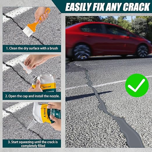 Self-Leveling Cement Crack Filler, Fast Drying Concrete Crack Filler, Gray Asphalt Crack Filler, Waterproof Concrete Crack Repair Sealer for Sidewalks, Driveways, and Foundation Cracks -7 Pack