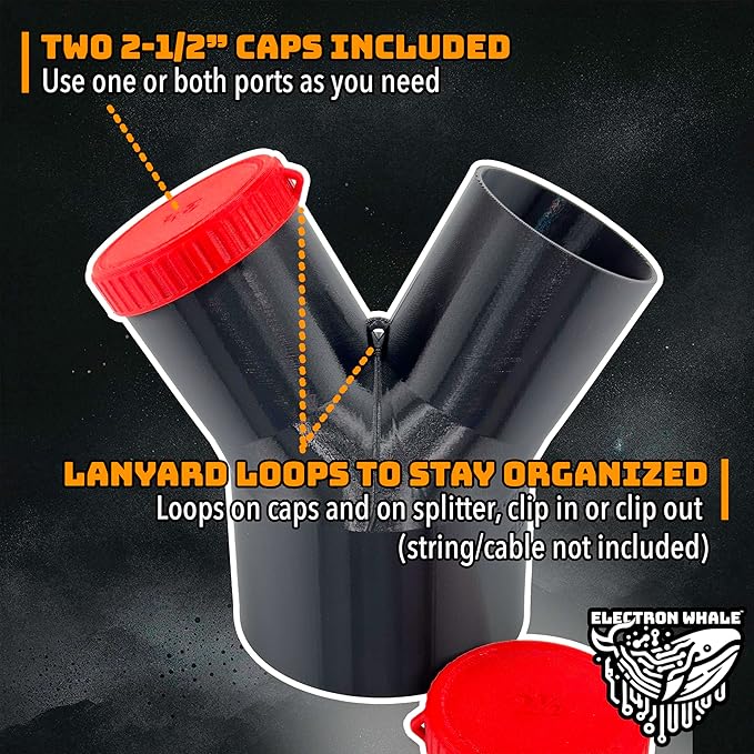 4" to 2-1/2" 2-Way Dust Collection Splitter Junction Fitting, Multi Port Fits Standard Hoses and Shop Vac Accessories, Dust Medusa