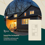 TOPGREENER Kalide Dual Load Dimmer Light Switch, Double LED Dimmer Switch, Full Range Dimming, Single Pole, 120VAC, 60Hz, 200W LED/CFL, Neutral Wire Not Required, TGDDS-LA, Light Almond