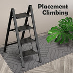 Taranta 4 Step Ladder,Aluminum Lightweight Folding 4 Step Stool with Anti-Slip Wide Pedal,330lbs Capacity Step Ladder for Household,Kitchen,Office - Black