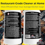 Commercial Grill and Oven Cleaner 32oz Concentrate 4pk. Heavy-Duty Fast-Acting Degreaser Solution Removes Carbon, Grime, Burnt Food and Oil for Griddles Fryer Baskets and Kitchen Cooking Surfaces.