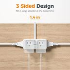 TESSAN Multi Plug Wall Outlet Extender, 6 inch Short Extension Cord, Flat Plug Splitter with 4 AC 3 USB (1 USB C) Charging Ports, Multiple Outlet Small Power Strip for Home Office Dorm Room