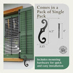 Renovators Supply Black Shutter Dog Holders 6.5 Inches Long Antique Decorative S Style Solid Aluminium Black Rust Resistant Powder Coated External Shutter Tieback Hardware Including Mounting Screws