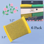 Simplified 6-Pack Steel Scouring Sponges with Rust Resistant Stainless Steel Threading for Home and Kitchen Cleaning Supplies, Heavy Duty Cleaning Sponge for Kitchen & Bathroom, Navy/Yellow