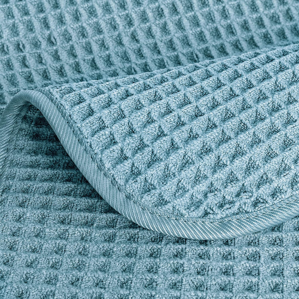 POLYTE Microfiber Lint Free Washcloth Face Towel, 13 x 13 in, 4 Pack (Waffle Weave)