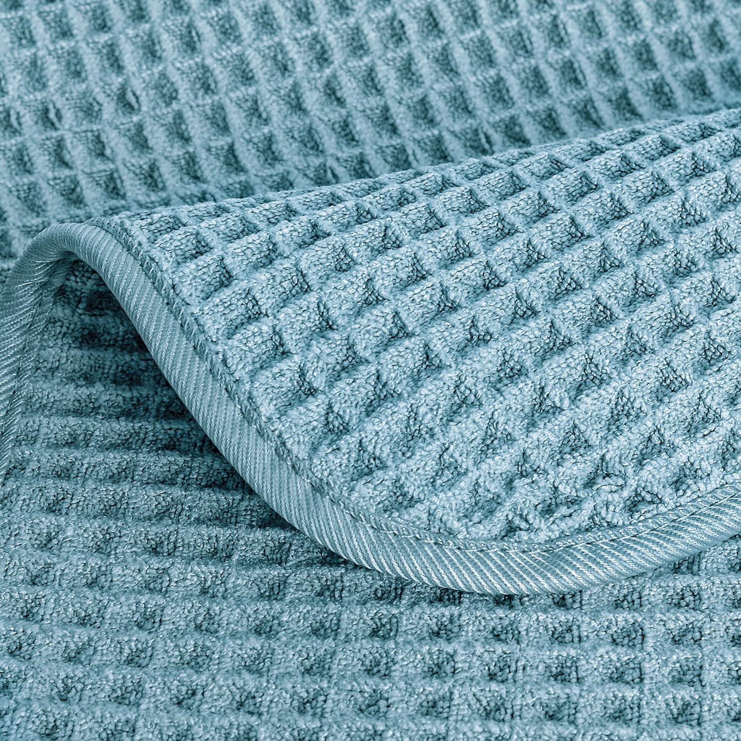 POLYTE Microfiber Lint Free Washcloth Face Towel, 13 x 13 in, 4 Pack (Waffle Weave)