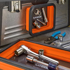 SANDOR Collapsible Magnetic Parts Tray Set - 3 Different Size Tool Trays for Screw, Bolts, Nuts, Washers, Pins and Other Small Metal Parts, Mechanic Tool Gifts for Men - Orange