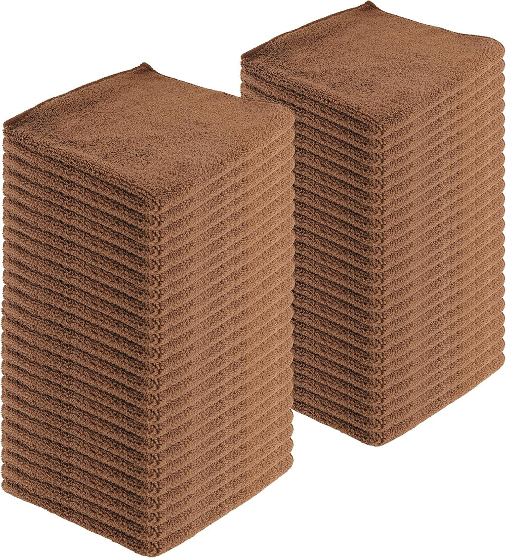 Microfiber Cleaning Cloths,48 Pack, 16"x16", All-Purpose, Softer, Highly Absorbent, Lint-Free, Reusable, Washable Pro Towels, Brown, for House, Kitchen, Bathroom, Car, Office