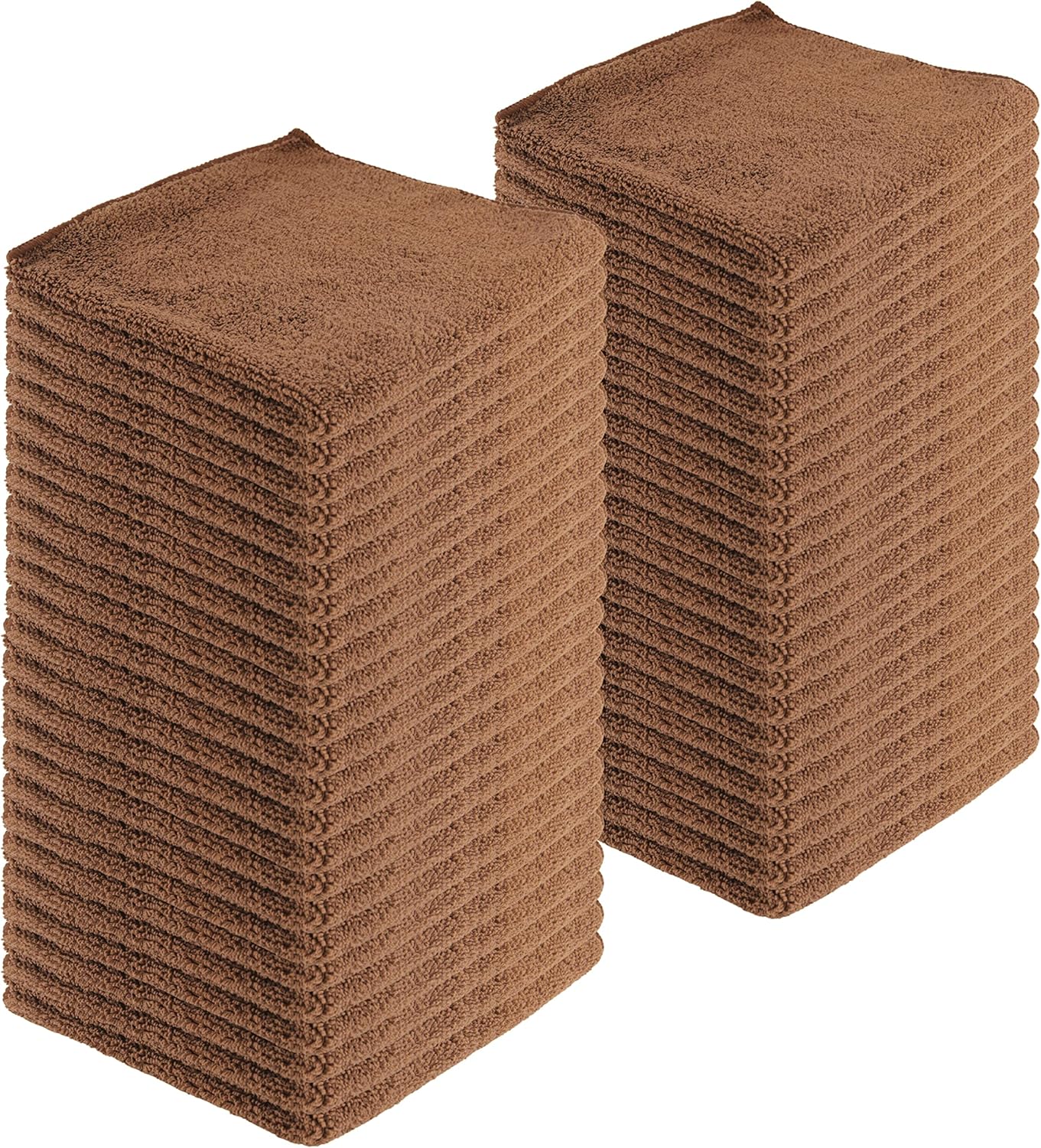 Microfiber Cleaning Cloths, 240 Pack, 16"x16", All-Purpose, Softer, Highly Absorbent, Lint-Free, Reusable, Washable Pro Towels, Brown, for House, Kitchen, Bathroom, Car, Office