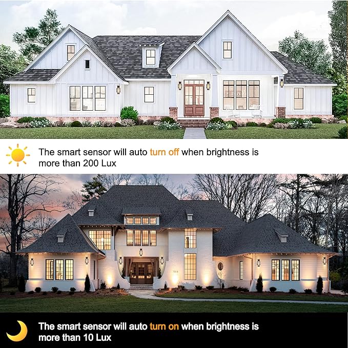 PARTPHONER Modern Outdoor Wall Lights 2 Pack, 15" Dusk to Dawn Sensor, Waterproof Porch Light, Bronze