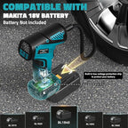 150PSI Tire Inflator Portable Air Compressor: Cordless Air Pump Compatible with Makita 18V Battery - Car Tire Pump with Digital Pressure Gauge & LED Light for Auto, Motorcycles(Bare Tool)