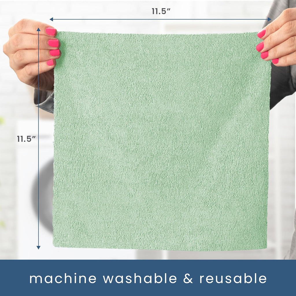 S&T INC. 100 Pack Microfiber Cleaning Cloth, Edgeless Bulk Towels for Home, Reusable Microfiber Towels for Cars, Cleaning Rags, Assorted, 11.5 Inches x 11.5 Inches, 100 Count
