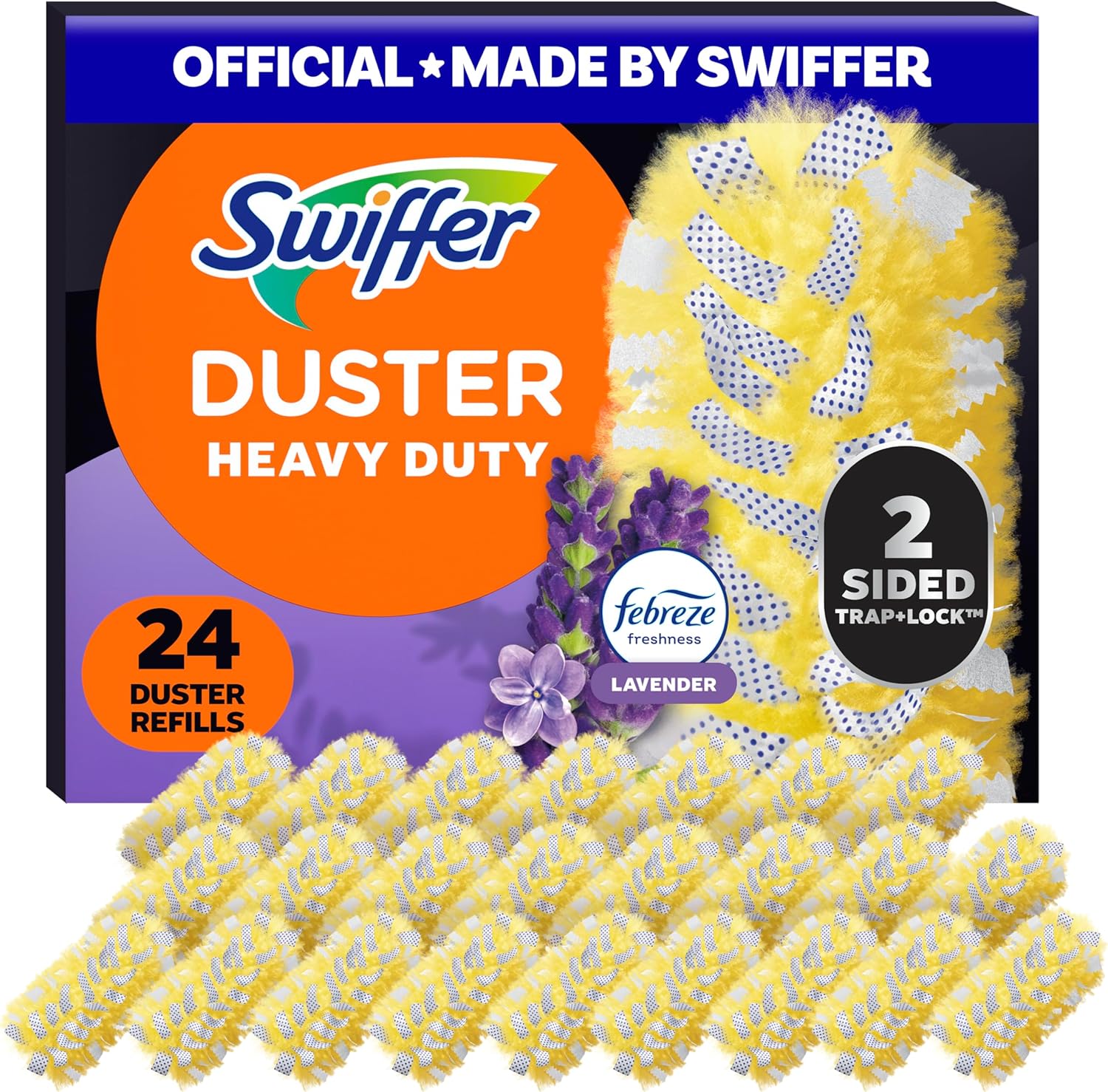 Swiffer Dusters Refill for Cleaning, Feather & Microfiber Duster Alternative, Lavender Scent, 24 Count