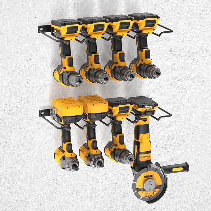 UNITEDPOWER Wall Mounted Power Tool Organizer Holder, Heavy Duty Utility Storage Rack for Battery Powered Hand Tools, Cordless Drill Rack, Workshop, Shed, Garage