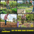 Jardineer 4-Tine Cultivator Rake with Auxiliary Handle, Garden Cultivator Long Handle, Hand Tiller Tool for Gardening Digging Loosening Weeding