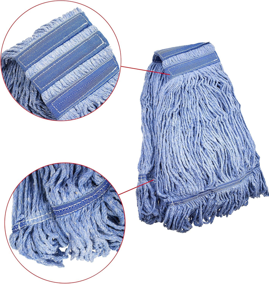 Mop Head Replacement Commercial Heavy Duty String Blue Wet Mop Heads for 3 Typs Commercial Mop Handle(1,Large)