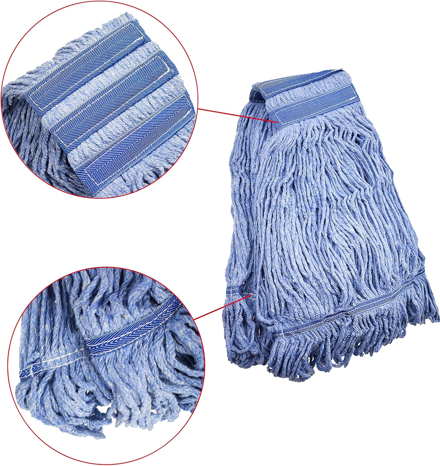 Mop Head Replacement Commercial Heavy Duty String Blue Wet Mop Heads for 3 Typs Commercial Mop Handle(1,Large)