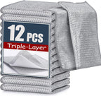 Navona 12 Pcs New Upgrade Steel Wire Dishcloth,Triple-Layer Steel Wire Cleaning Cloth,Powerful Cleaning Non-Scratch Wire Dishcloth Rag for Cookware, Sinks, Dishes, Stove Tops