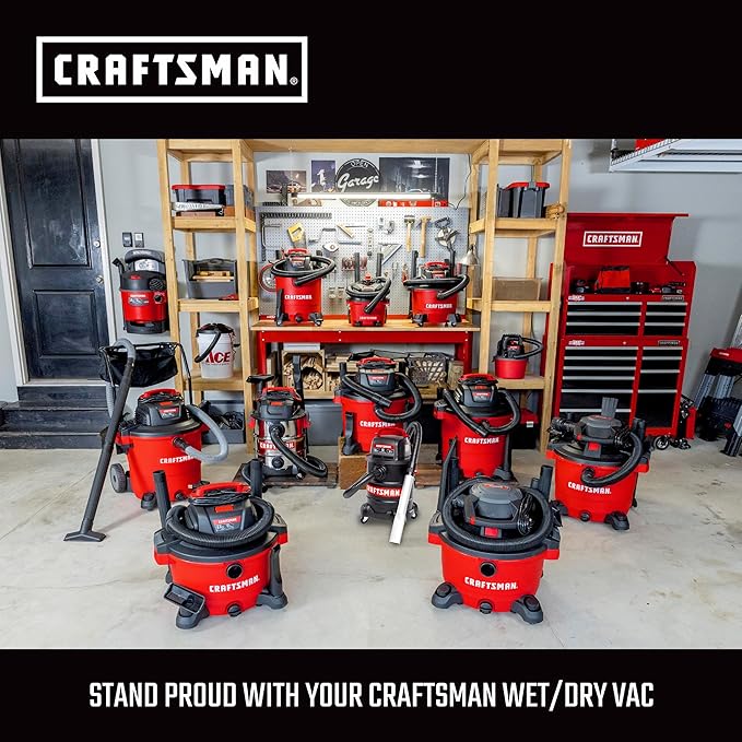 CRAFTSMAN CMXEVBE17596 20 Gal. 6.5 Peak HP Heavy Duty Wet/Dry Shop Vacuum with Filter, Dust Bag, Hose, Attachments and CMXEVBE17250 2.5 Gal. 2.5 Peak HP Portable Vac with Filter, Hose and Attachments