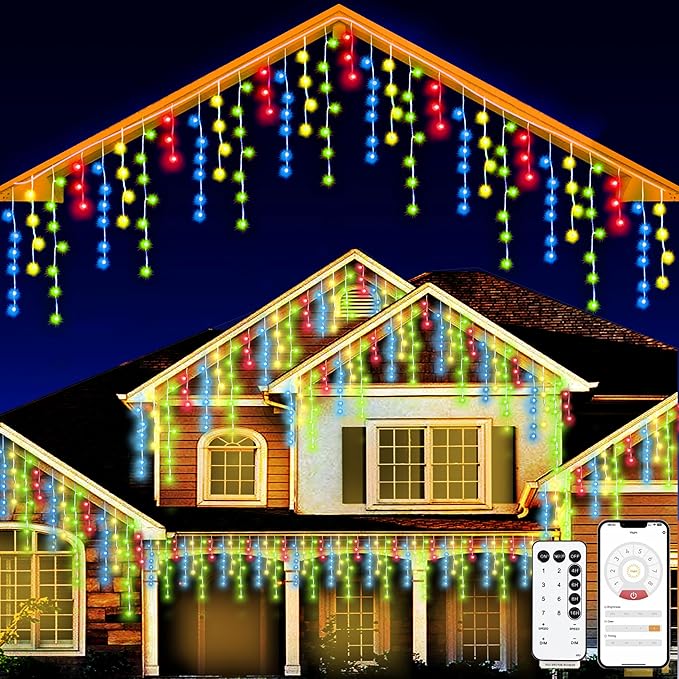 Christmas String Lights Outdoor - 99Ft/30M 1280 LED 8 Modes with Remote Control and App Waterproof Christmas Lights for Patio Yard Garden Wedding Party-Multicolor