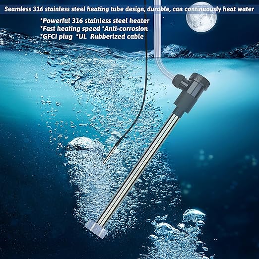 3500W 240V Immersion Water Heater Portable Electric Inflatable Pool & Hot Tub Submersible Water Heater with Temp Control, GFCI for Baptistry, baptismal Pool, Swimming Pool, Above Ground Pool