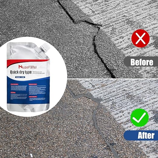 Concrete Crack Sealant, Self-Leveling Waterproof Cement Filler, Fast-Drying Crack Repair Glue for Driveways, Sidewalks, Walls, Floors, Garage – Indoor & Outdoor Use (2 Pack)