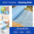 Reusable Cleaning Cloths Kitchen Paper Towels Washable Rolls Dish Cloths Dish Towels Handi Wipes,Quick Dry,Blue, 50 Ct/Roll,Total 4 Rolls
