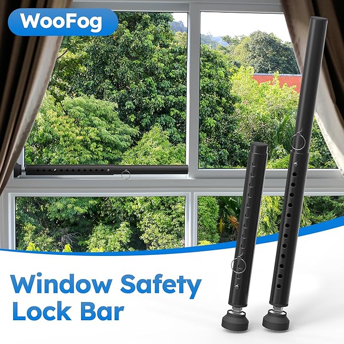 Adjustable（Short）Window Security Bars for Inside Windows, Window Safety Bars for Sliding/Vertical Windows, Window Guards for Home Security, Anti Theft Jammer Bars for（Small）Window -Black 1 Pcs