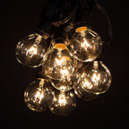 Hometown Evolution, Inc. 100 Foot C9 Commercial Exterior Globe String Lights with 80 G50 2 Inch Clear Bulbs (Black Wire) for Weatherproof Heavy Duty Vintage Outside Lighting