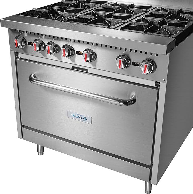 KoolMore KM-CR36-LP 36 in. 6 Burner Commercial Liquid Propane Range with Oven