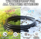 16/3 Black Indoor Outdoor Extension Cord 10 Ft Waterproof, Heavy Duty Extension Cord with 3 Prong Grounded Plug,13A 1625W 16AWG SJTW, Flexible Weatherproof Power Cable for Offices, Gardens and Lawns
