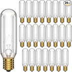 T6 Tubular Incandescent Light Bulb | 25W Clear Dimmable with E12 Candelabra Base, 180 Lumens Brightness | 2700K Warm White Light | Pack of 24