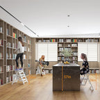 KINGBO Step Stool for Adults/Step Ladder/Counter Chair, 3-Step Folding Portable Wooden Step Stool, Anti-Slip & Lightweight (White)