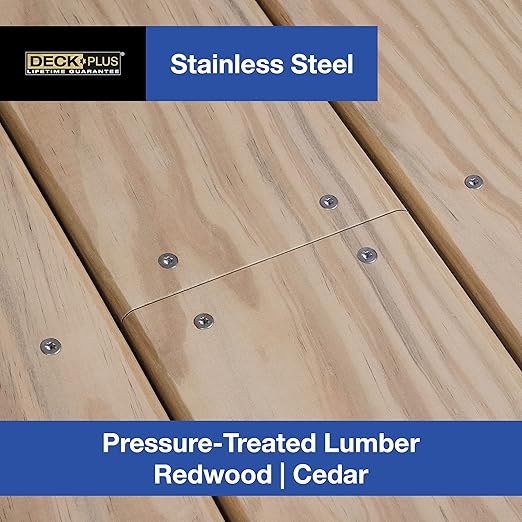 Deck Plus 3 Inch Epoxy Coated Exterior Wood and Fence Screws #10 x 3 Torx/Star Drive Included Coarse Thread, Outdoor Rust Resistant Decking Screw, Silver, 1lb Box, 62 Pieces | 48466