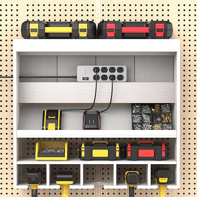 Heavy Duty Power Strip,Industrial Heavy Metal Case Surge Protector,8 AC Outlets,15Amp,2700 Joules,Protected' Indicator,14 Gauge Cord (Grey, 10FT Length)