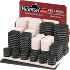Yelanon Felt Furniture Pads -182 Pcs Premium Felt Pads for Chair Legs Furniture, Floor Protectors for Hardwood Floors,Black & Beige