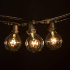 Hometown Evolution, Inc. 100 Foot C9 Commercial Exterior Globe String Lights with 80 G50 2 Inch Clear Bulbs (Black Wire) for Weatherproof Heavy Duty Vintage Outside Lighting