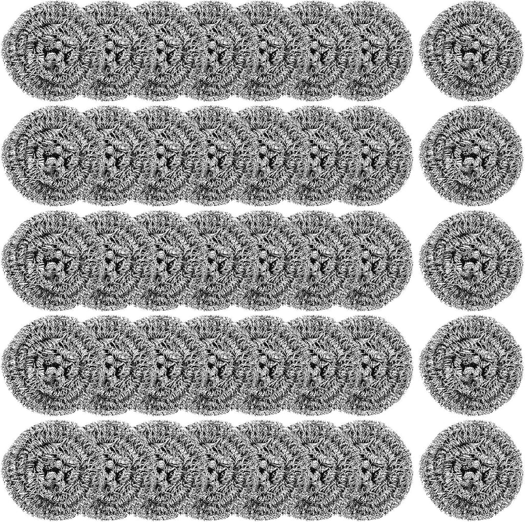 100Pcs Steel Wool Scrubber Pads, Bulk Steel Wool Scrubber, Metal Sponge Wire Scouring Pad, Heavy Duty Dishwashing Scouring Pads for Cleaning Dishes, Pans, Pots, Ovens, Grills, Sinks