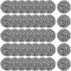 100Pcs Steel Wool Scrubber Pads, Bulk Steel Wool Scrubber, Metal Sponge Wire Scouring Pad, Heavy Duty Dishwashing Scouring Pads for Cleaning Dishes, Pans, Pots, Ovens, Grills, Sinks