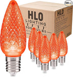 HLO Lighting Set of 500 Orange C9 Faceted LED Christmas Light Bulbs for Indoor & Outdoor Use | Durable Replacement Bulbs