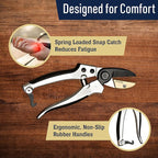 Anvil Pruning Shears for Gardening - 7.75” Heavy Duty Branch Cutter Garden Shears with Rubber Grips for Dry Stems or Small Wood Branches - Hand Pruners for Gardening Tools by Kings County Tools