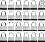24-Pack Keyed Alike Laminated Steel Padlocks Keys, 1-3/4" Wide, Heavy Duty Pad Lock Set with Same Keys
